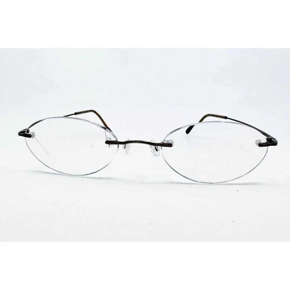 Marchon Airlock Eyeglasses Unisex Brown Rimless Oval 760/4 49-20-135 49mm